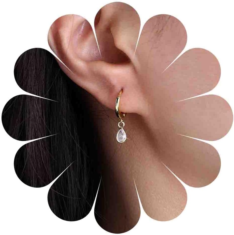 Vintage Crystal Teardrop Earrings Crystal Dangle Hoop Earrings Gold Cz Hoop Huggie Earrings Rhinestone Teardrop Drop Earrings Cubic Zirconia Earrings Jewelry for Women