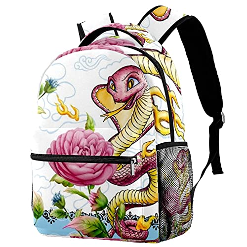 Sac à dos pour filles et garçons avec motif serpent et fleurs multicolore