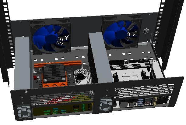 Boîtier RACK 19 pouces R-CASE 5 double système 2 x ITX en châssis rigide 3U size - 5