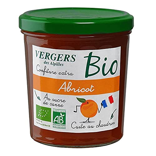 Confiture Extra Bio Abricot 370g de Verger des Alpilles Bio - Douceur fruitée et certifiée biologique pour vos tartines du matin. - Le Lot De 3