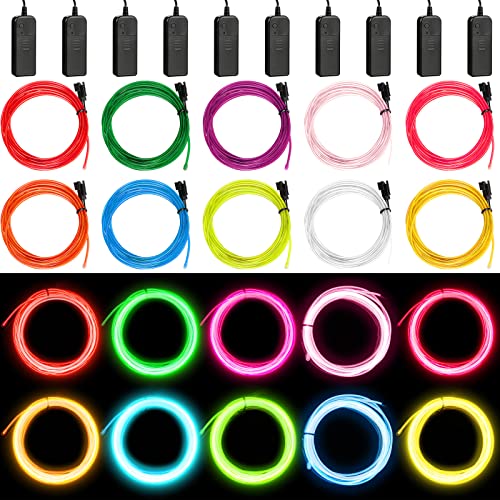 Image of Hortsun 15 Pack 10ft El Wire Neon Light
