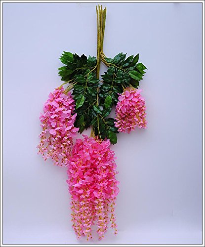 Calcifer 43'' Set Of 9 Artifical Wisteria String Hanging Silk Flower String Wedding Decor (Pink) #TOP1