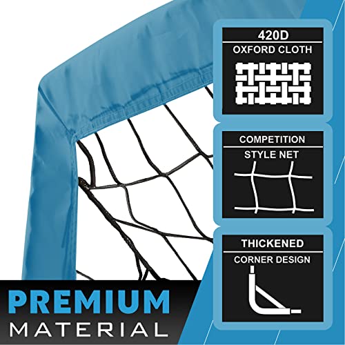 Runbow 5X3 Ft Portable Kids Soccer Goal For Backyard Small Children Practice Soccer Net With Carry Bag Blue Set Of 2 #TOP1