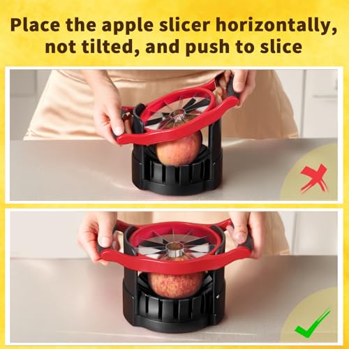 Newness 5.12 In Large Apple Slicer, Cut 12 Thin Slices All the Way Through, HEAVY - DUTY Stainless Steel Apple Corer & Slicer for Fruits & Vegetables - Dishwasher Safe by Newness Focus on Stainless Steel - Image 5