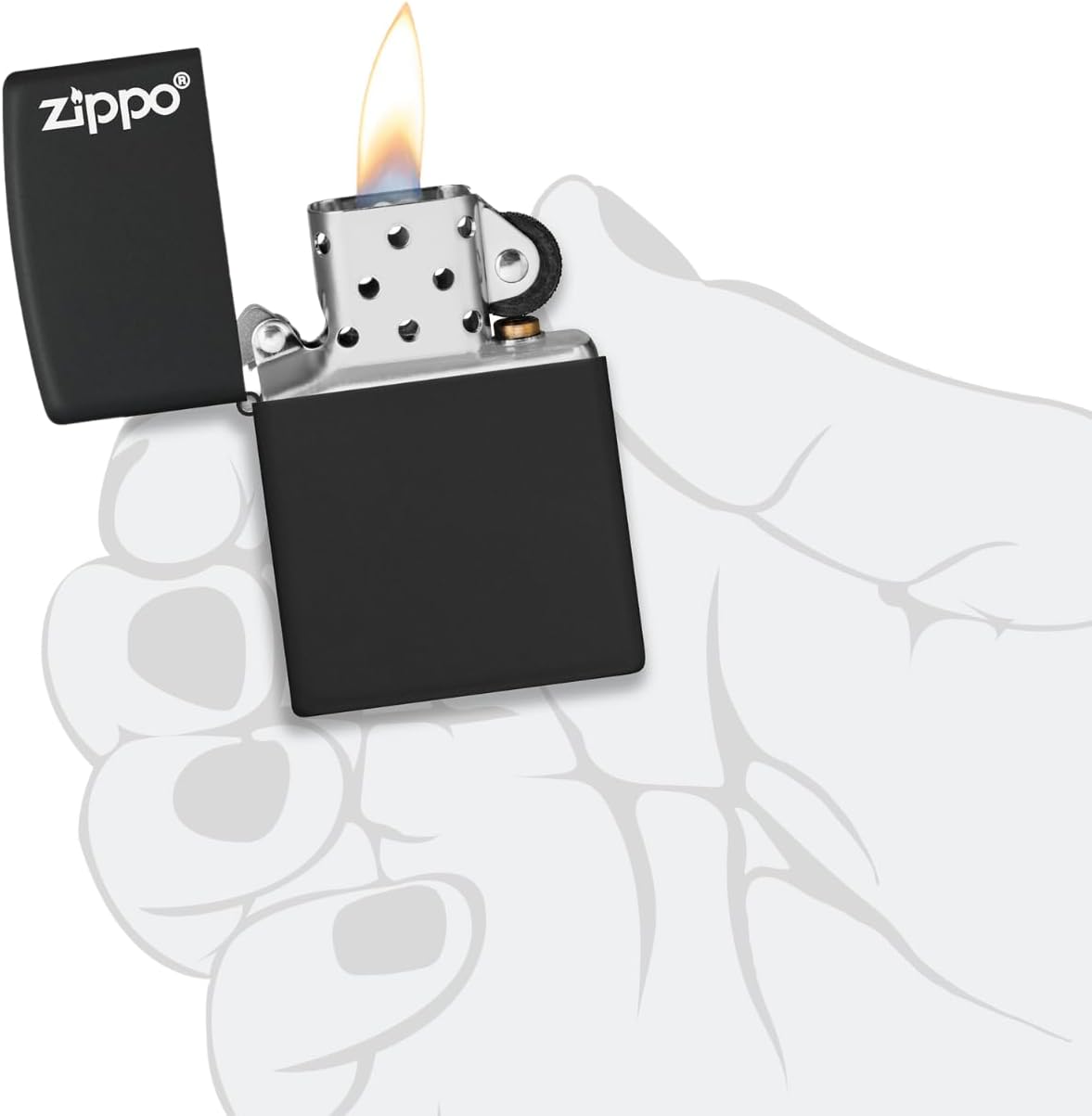 Zippo Logo Black Matte Pocket Lighter