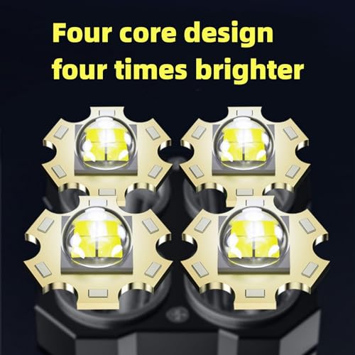 51e9FeiuOSL 9 Lights in 1 Brightest Outdoor Flashlight 1000 Lumens, Waterproof LED Flashlight 4Pcs LED Light,Bright Rechargeable flashlights Powerful Torch Long Throw up to 200 Meters (Black) - Image 4