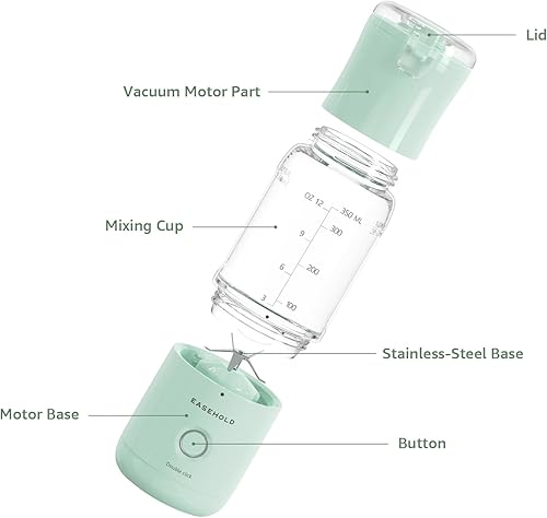 Miniatura 7 de Licuadora portátil, licuadora personal para batidos y batidos, mini licuadora rápida de jugo fresco sobre la marcha con 6 cuchillas, licuadora