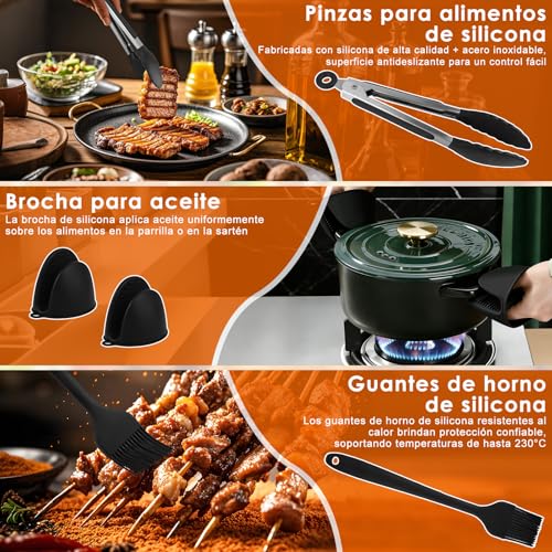 PUTINEI 13 Pezzi Molde Silicona Freidora de Aire,Ninja Moldes Silicona Air Fryer 7.6L-10.4L,Reutilizable Silicona Recipiente Air Fryer,Accesorios Freidora de Aire Para AF500EU AF300EU AF400EU - imagen 6