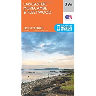 Lancaster Morecambe Fleetwood Map Lancashire Coast Ordnance Survey OS Explorer Map 296 England Walks Hiking Maps Adventure Map Folded Map 16 Sept