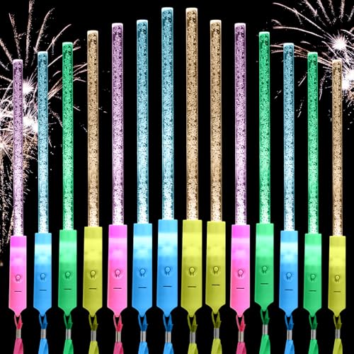 Ainiv 14 PCS Light up Wand Glow Sticks 3 Lighting Modes LED Party Glow Sticks with Lanyard Light up Flashing Wands Halloween Christmas Concerts Wedding Birthday Party Favours