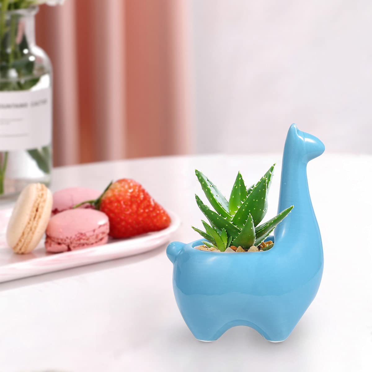 JHNIF – Vaso In Ceramica A Forma Di Alpaca Per Piante Grasse E Cactus – 11,4 X 7,6 X 14 Cm – Simpatico Regalo