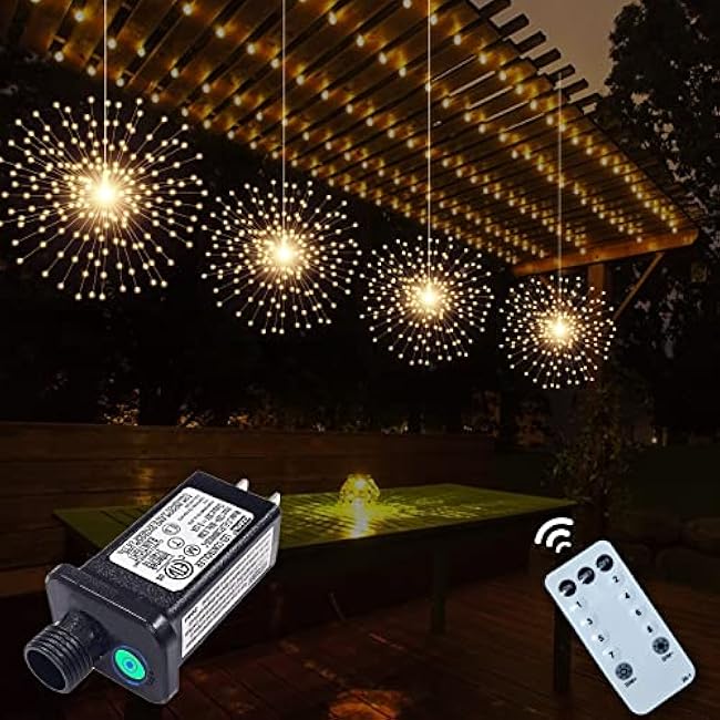 Starburst Sphere Lights Firework Light 800 LED Plug in Copper Wire Lights Warm White