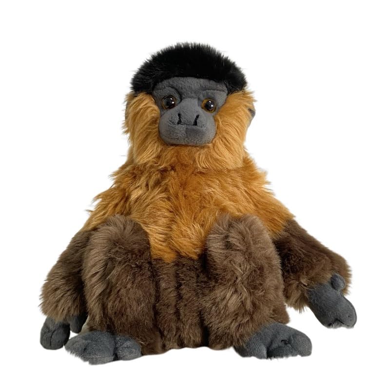 Grand singe en peluche réaliste, jouet en peluche primate assis marron et noir