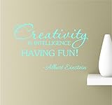 Creativity is Intelligence Having Fun 22x14 Mint Vinyl Wall Art Inspirational Quotes Decal Sticker