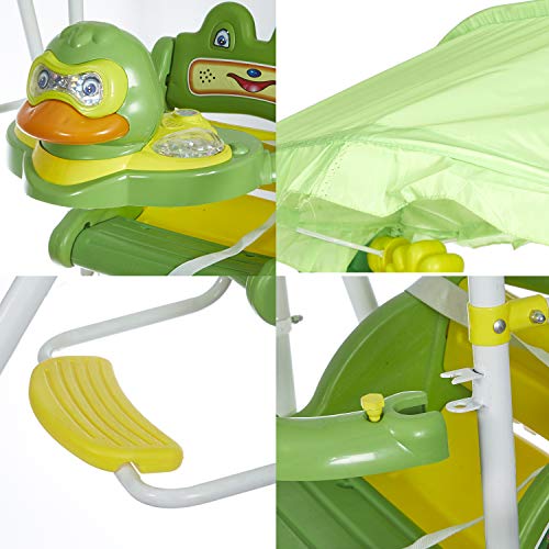 Image of Funride Daizy Musical Garden Swings with Umbrella Hood for Kids (Green)