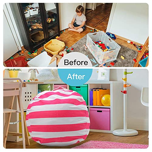 Zwish 27Inch Stuffed Animal Storage Bean Bag Chairs For Kids Room, Stuff And Sit Storage Bean Bag Cover For Organizing Boys And Girls Plush Toy Gift For Kids For Kids—Pink #TOP4