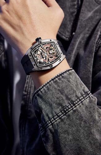 Image of ALIX Men's Automatic Skeleton Self-Winding Water Resistant Chronograph Analog Watch