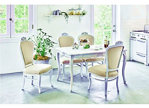 猫足ダイニングテーブル　クリームホワイト　アンティークスタイル　ロココ　彫刻 ロココ調 猫脚 白 ダイニングテーブル クリームベージュ 大理石