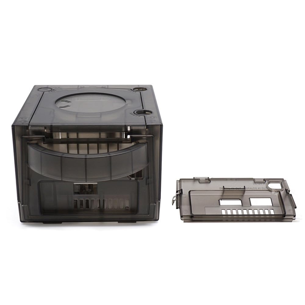 Hzxkqmil Replacement Housing Shell for GameCube Console, Translucent Case Accssories for NGC Retro Video Game Console DOL-001/DOL-101, Transparent Black
