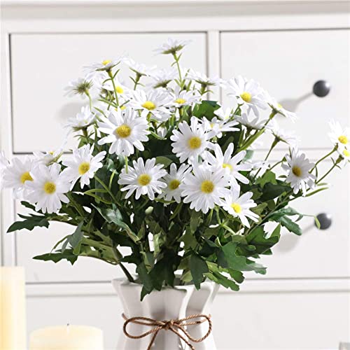 Gumolutin 2 Pcs Artificial Silk Daisy Flower Bouquet For Home Table Centerpieces Arrangement Decoration, White #TOP18