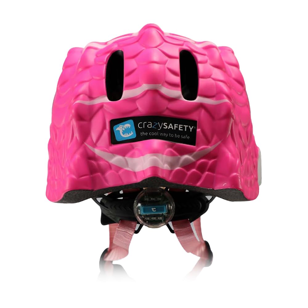 Crazy Safety Casque de vélo pour Enfants | Casque Enfants 2-7 Ans pour vélo, Skateboard, Cyclisme, vélo de Course, Trottinette, Rollers | Casque 3D Animalier léger et Ajustable 49-55 cm (Dino Rose)