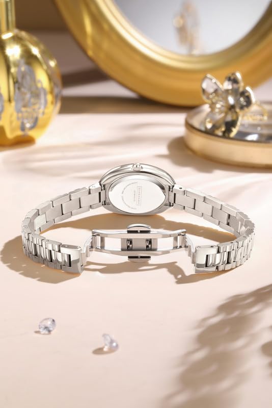 Image of Giordano Analog Quartz Watch for Women - Oval Shape Dial, Roman Numeral Hour Markers, Water Resistant and Stainless Steel Strap- GZ-60115