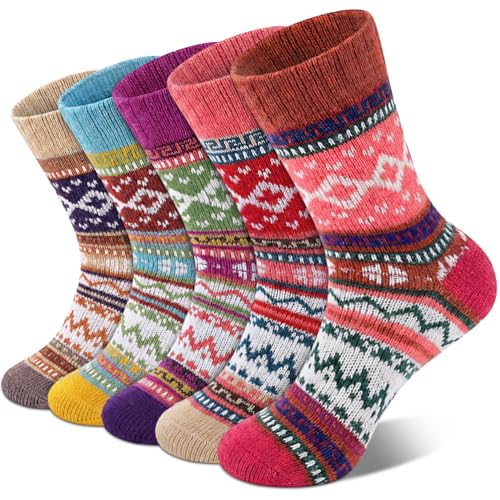 Image of Loritta Wool Socks for Women, Winter Warm Hiking Boot Socks Gifts