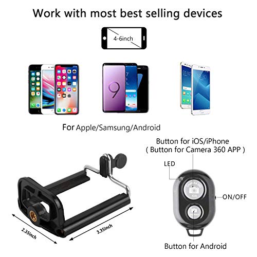 Kwithan Tripod, 50-inch Video Tripod for Cellphone and Camera, Universal Tripod with Wireless Remote & Cellphone Holder Mount