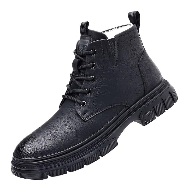 Winter Thick Sole Velvet Thickened High Top Shoes Men's Winter Boots Snow Casual Booties Lightweight Non-Slip Oxford Shoes for Men