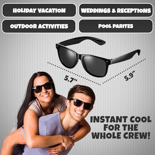 Black Sunglasses Bulk - Premium Retro Party Sunglasses for Birthdays, Weddings, Bachelorette, Bachelor, Photo Booth Prop3