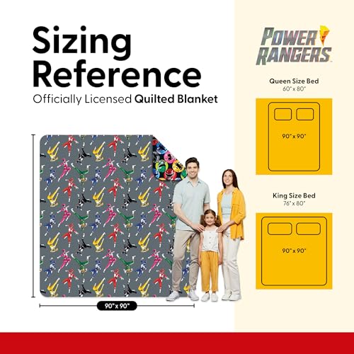 Image of Northwest Power Rangers Rangers Go Full /Queen Quilted Blanket, Comfy Throw, Adults Boys Girls, Soft Lightweight Bedding for Bed, or Couch, 90 x 90 inches