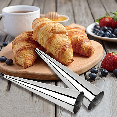 Cream Horn Molds 16Pcs Large Size 4.7 Inch Baking Cones Stainless Steel Roll Horn Forms Conical Danish Pastry Croissant Cones Moulds #TOP5