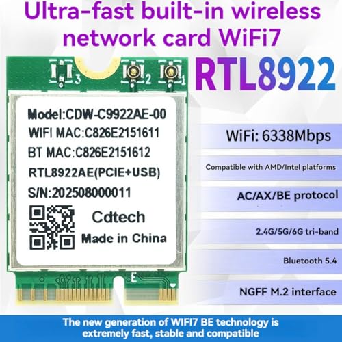 Tarjeta de red RTL8922AE para solucionar problemas de cortes en Windows 11 con WiFi 7 5