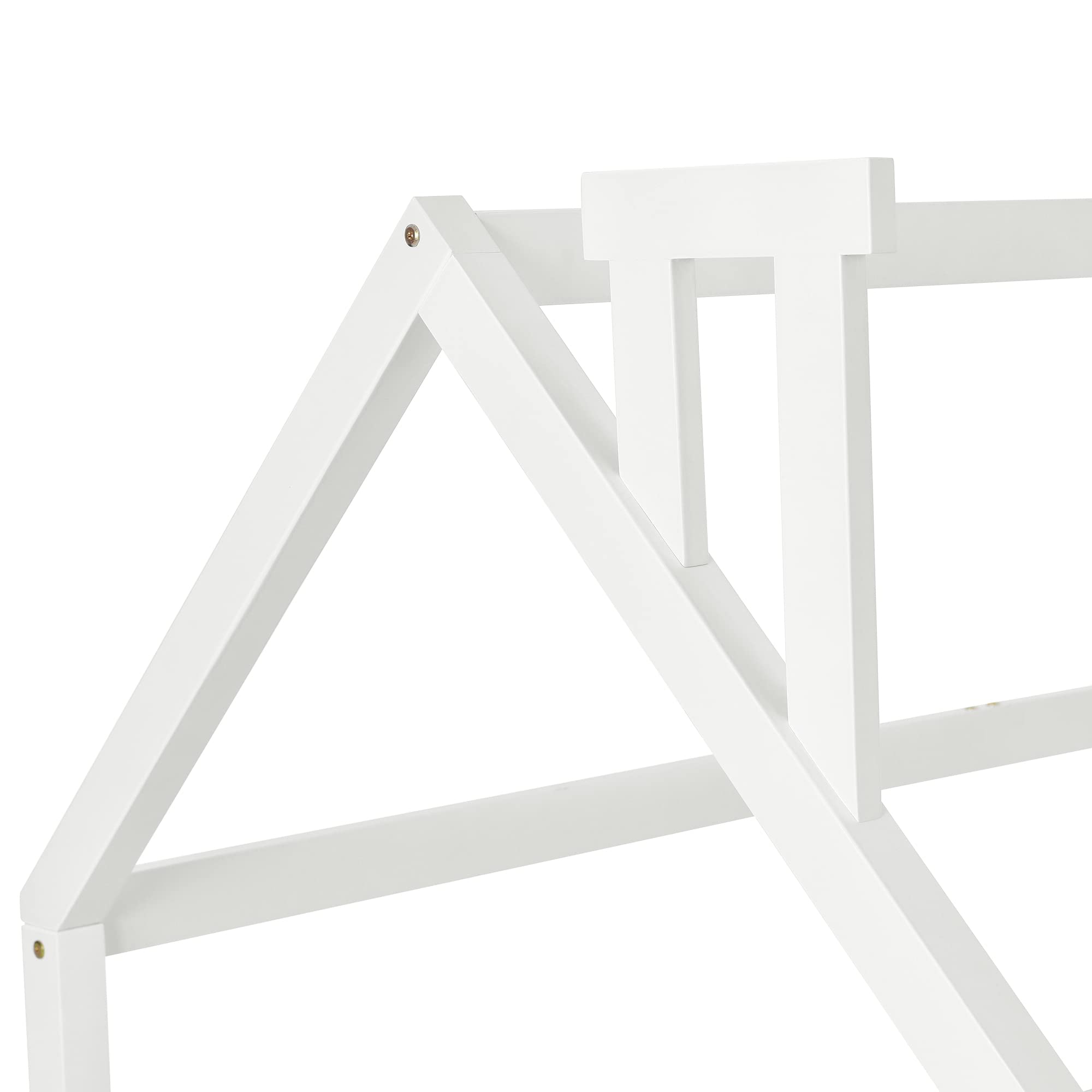 Merax Hausbett 90x200cm, Kinderbett Mit Lattenrost, Holz Bett für Kinder mit Bettkasten, Kinder und Jugendzimmer, Kiefernholz Haus Bett for Kids, Ohne Matratze, Weiß