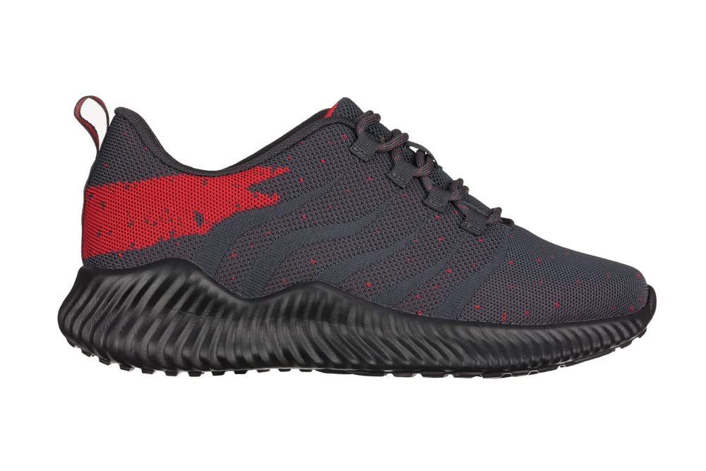 CALTO Men's Invisible Height Increasing Elevator Shoes - Grey/Red Ultra Lightweight Sporty Sneakers - 2.8 Inches Taller - Q218 - Size 11 D(M) US