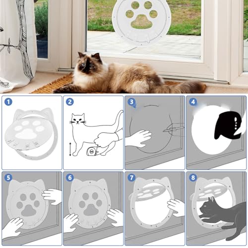Katzenklappe Fliegengittertür Sonwaha Katzentür Katzenklappe für Fliegengitter Abschließbar Automatischen Verschluss Katzentür Balkontür für Katzen&kleine Hunde (Weiß)