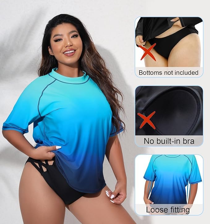 Halcurt Maillot de bain anti-UV à manches courtes pour femme
