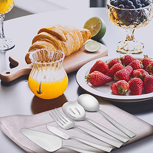Herogo 45-Piece Matte Black Flatware Set With Serving Utensils, Stainless Steel Square Silverware Cutlery Set For 8, Unique Tableware Eating Utensils Set, Satin Finish, Dishwasher Safe #TOP5