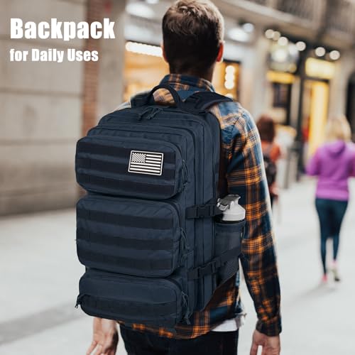 Image of Military Tactical Backpack 50L Large Day Backpack for Men Molle Army 3 Days Assault Pack Bug Out Bag Water Resistant and Heavy Duty Hiking Treeking Rucksack - Dark Blue