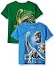 National Geographics Big Boys' Dinosaur Wrap 2-Pack Short Sleeve T-Shirt, Kelly/Light Blue, 14/16