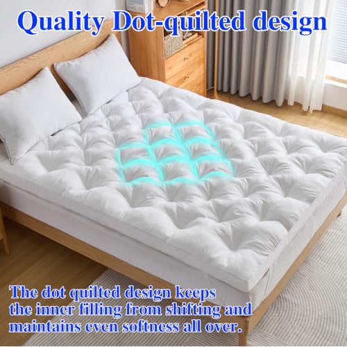 Image of WhatsBedding 2 Inch Memory Foam Mattress Topper King Size for Back Pain
