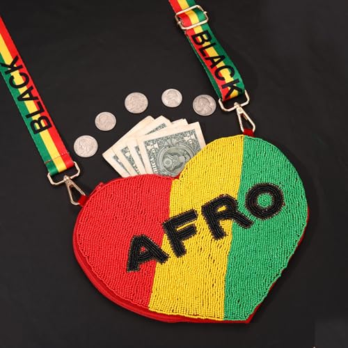 Image of Juneteenth Purse for Women Beaded Afro Freedom Crossbody Purse Shoulder Bag Black History Month African Outfit Gift