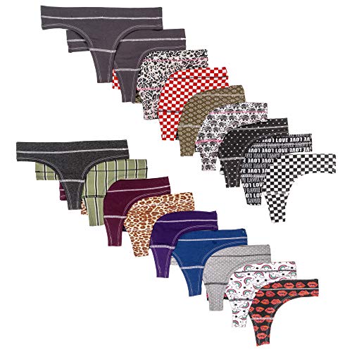 Alyce Ives Intimates 18 Pack Women’s Cotton Thong Panties, Assorted Colors & Prints3