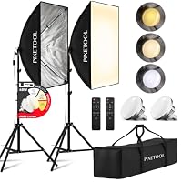PIXETOOL Fotostudio Set – 2 Softbox 50x70 cm, 2 LED Lampen 4800 Lumen 3000-6000K Licht – Softboxen - Fotolicht Videolicht Fotolampe – Light Streaming Video Fotografie Studiolicht