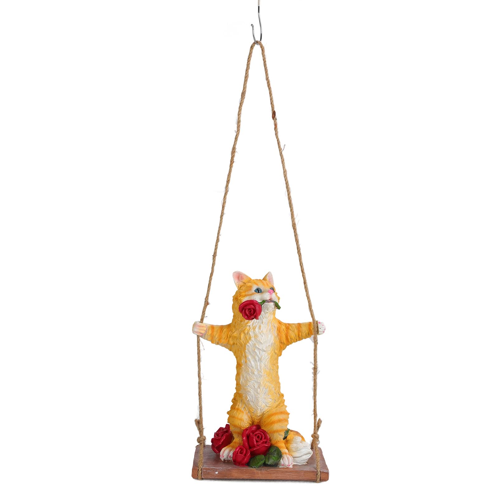 SIXRUN Statua di Gatto Oscillante in Resina per Decorazione da Giardino