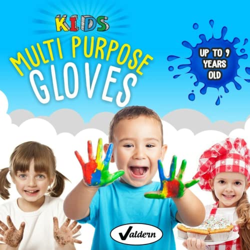 Valdern Guantes de nitrilo protectores desechables para niños, sin látex, sin polvo, 20 pares (ópalo)