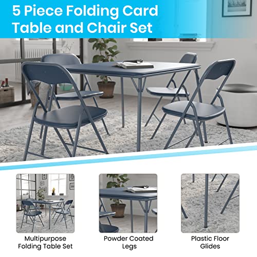 Flash Furniture Madison 5 Piece Navy Folding Card Table And Chair Set #TOP4
