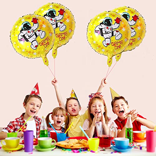 Image of AMFIN (Pack of 7) Theme Birthday Balloons /Happy Birthday foil Balloon /Game On Balloons /Game on Birthday Party Theme /Game Theme Kids Party Decoration