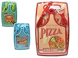 Set de 3 comprenant 1 Planche à découper + 1 éplucheur céramique + 1 couteau en céramique avec étui décor nourriture vintage. 3 modèles au choix