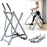 Air Walker Exercise Machine, Foldable Elliptical Exercise Machine, Space Walker Glider Exercise for Home Office, Low-Impact Design for Total Body Fitness Workout (Silver, Max 264LBS)
